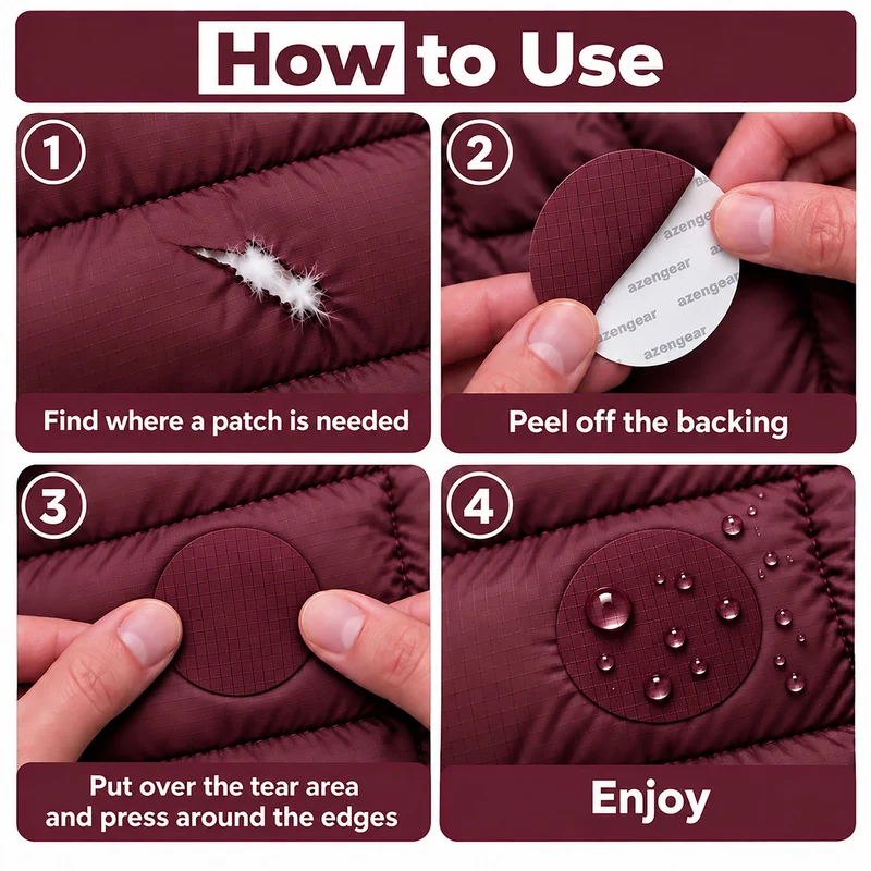 Self-Adhesive Puffer Jacket Repair Patches (30+ Colours)