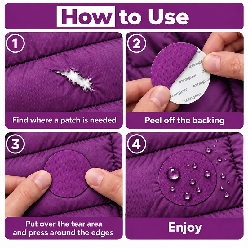 Self-Adhesive Puffer Jacket Repair Patches (30+ Colours)