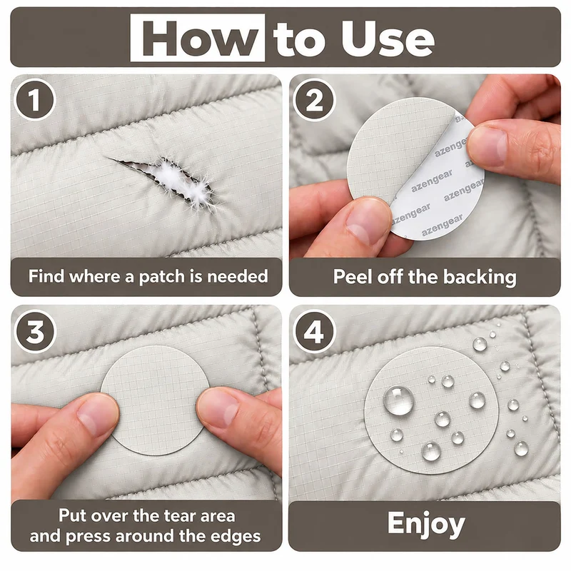 Self-Adhesive Puffer Jacket Repair Patches (30+ Colours)