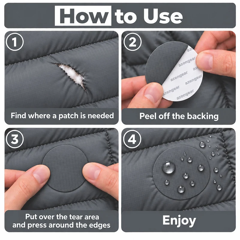 Self-Adhesive Puffer Jacket Repair Patches (30+ Colours)