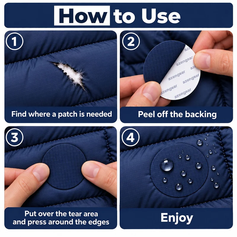 Self-Adhesive Puffer Jacket Repair Patches (30+ Colours)
