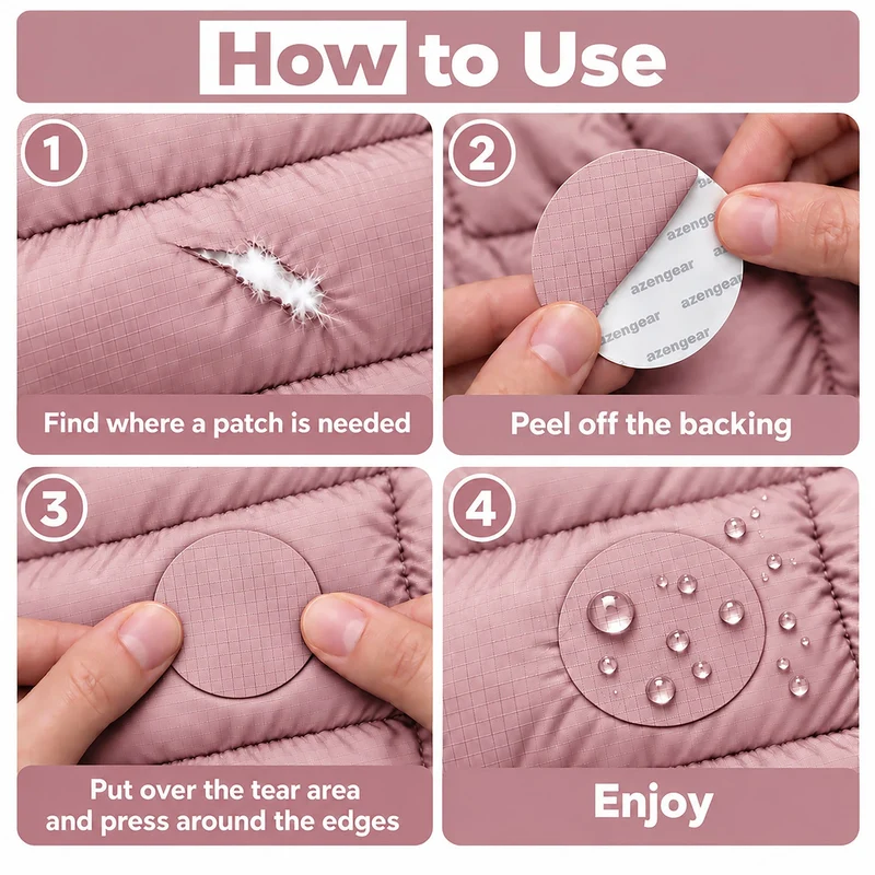 Self-Adhesive Puffer Jacket Repair Patches (30+ Colours)