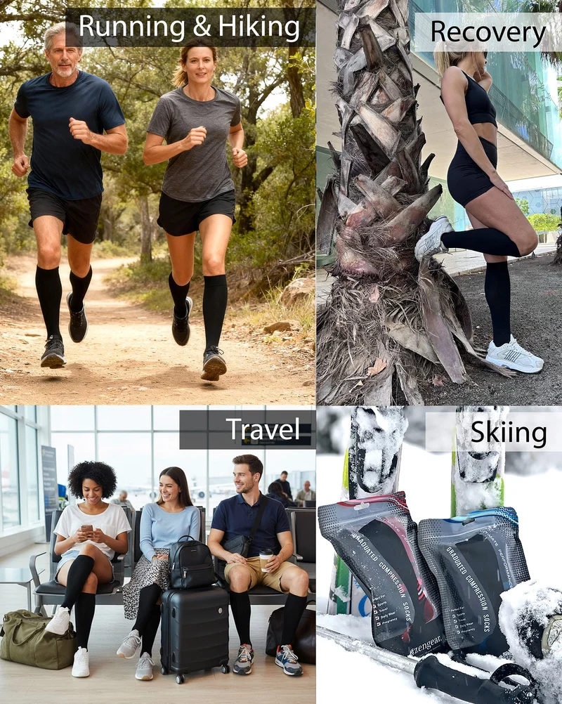 Compression Socks for Women & Men, Knee-High Flight Socks