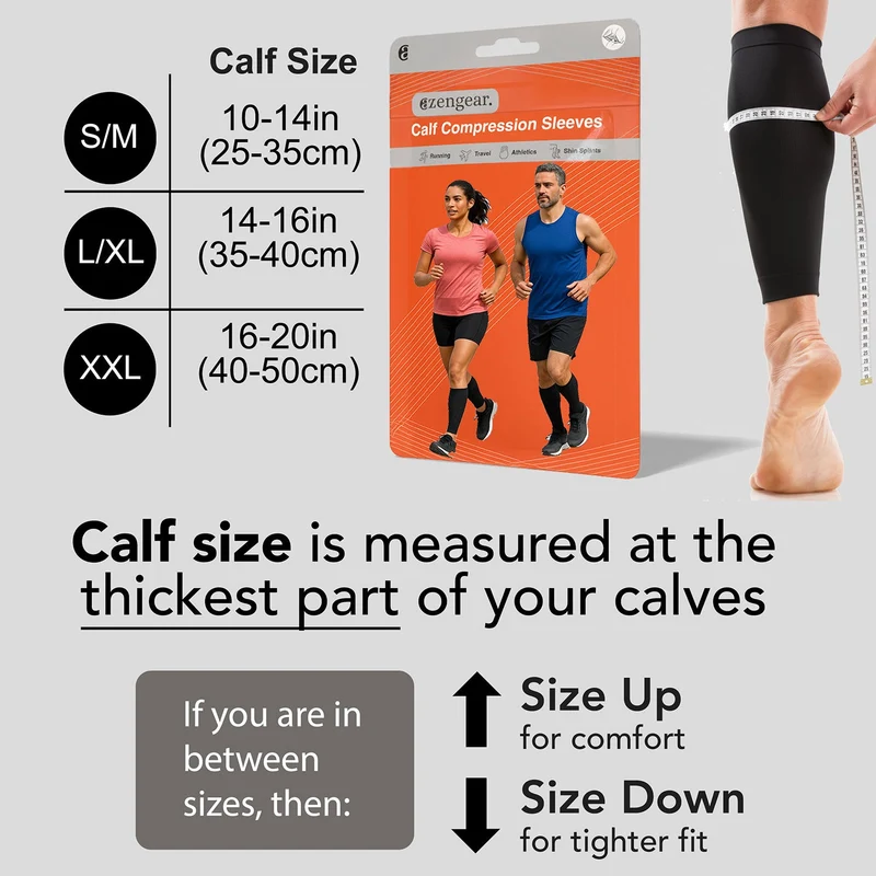 Calf Support Compression Sleeves (Pair) for Women and Men