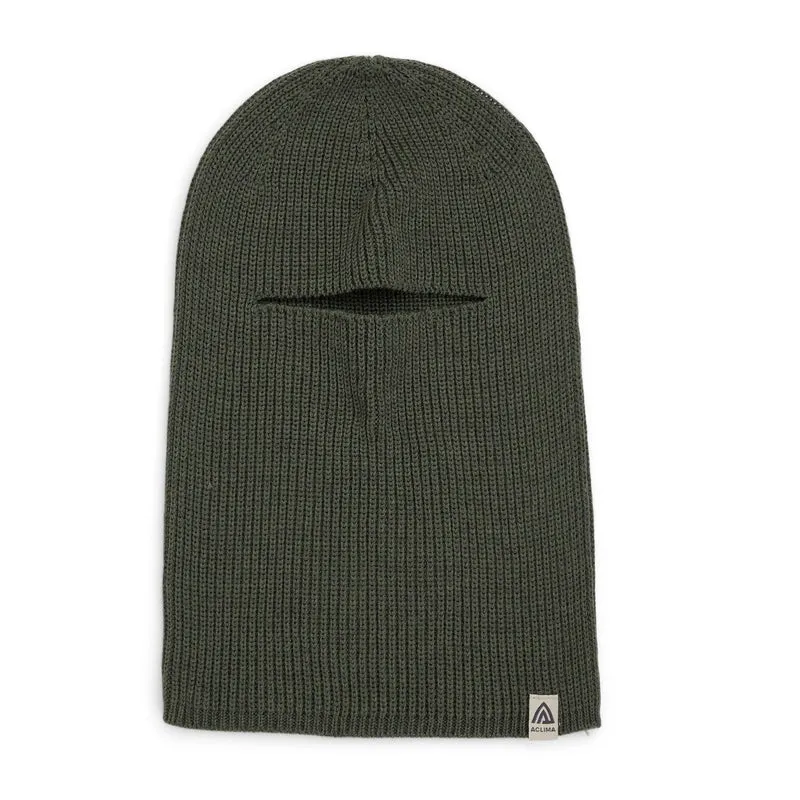 Aclima - Flach gestrickte Sturmhaube U // Olivgrün