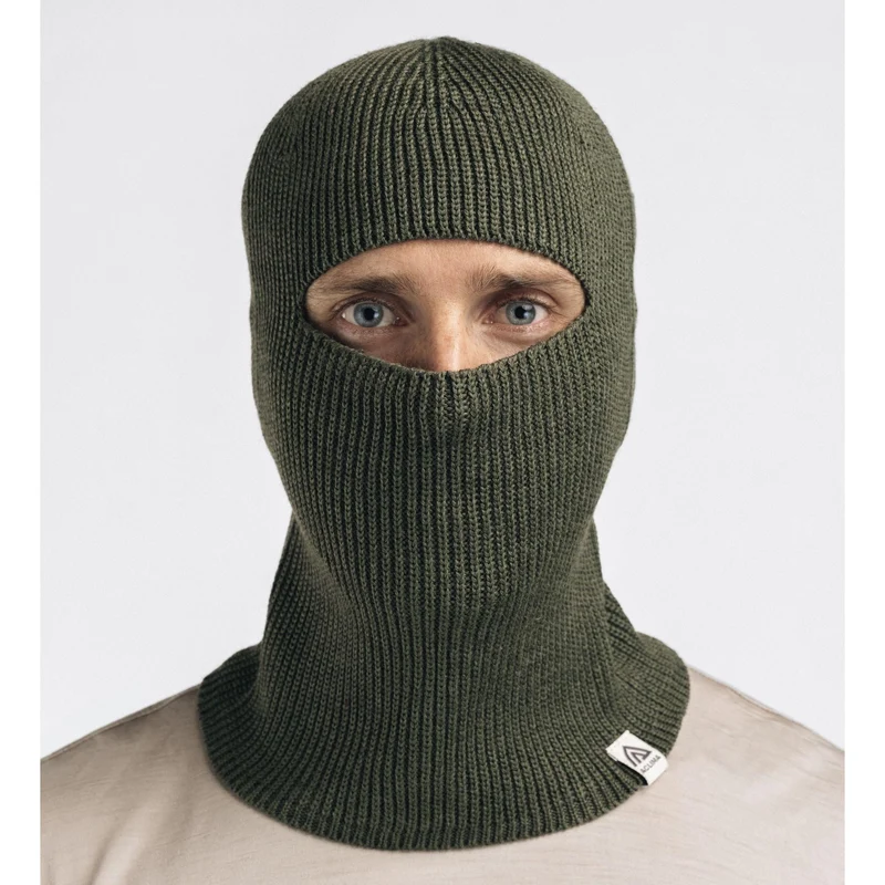 Aclima - Flach gestrickte Sturmhaube U // Olivgrün