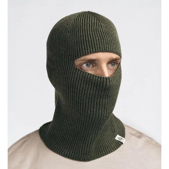 Aclima - Flach gestrickte Sturmhaube U // Olivgrün