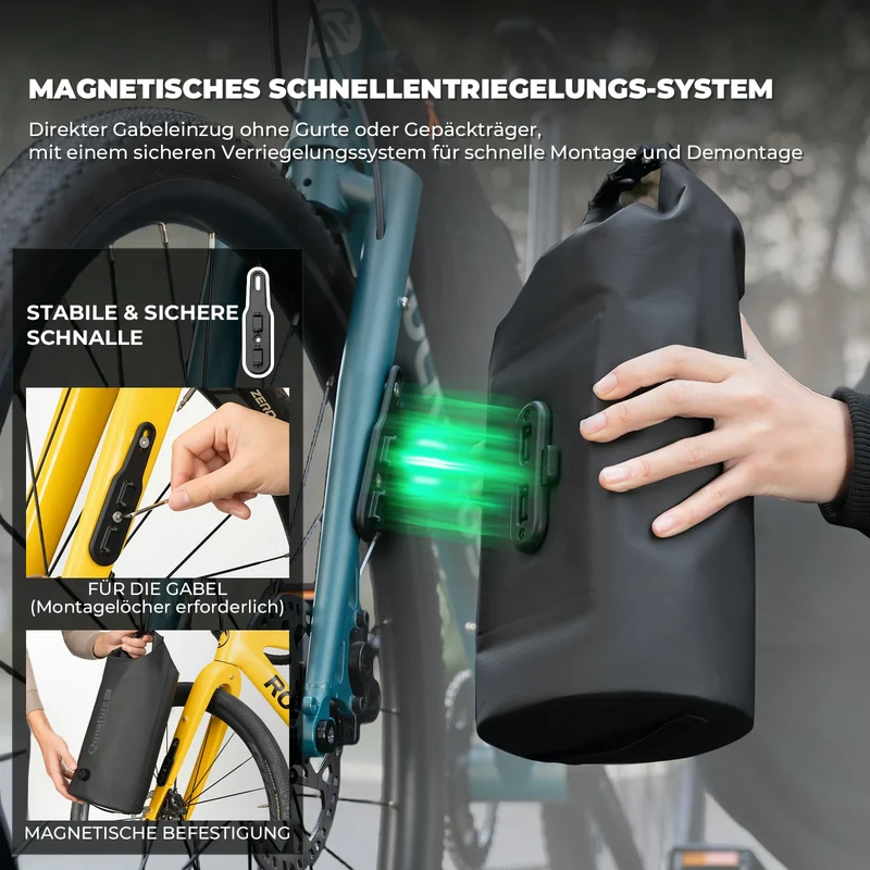 Qunature Bikepacking Fahrradtasche 6L Schnellwechsel Wasserdichte Gabeltasche