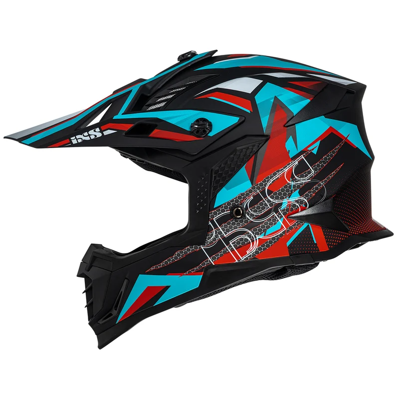Motocross Helm iXS363 2.0 schwarz matt-petrol-rot