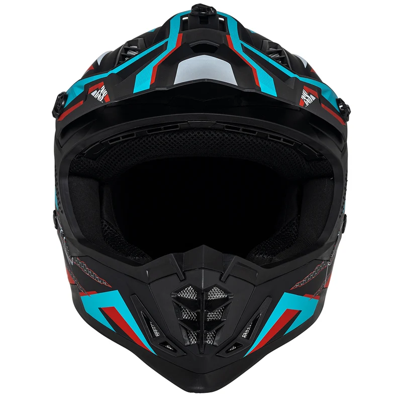 Motocross Helm iXS363 2.0 schwarz matt-petrol-rot