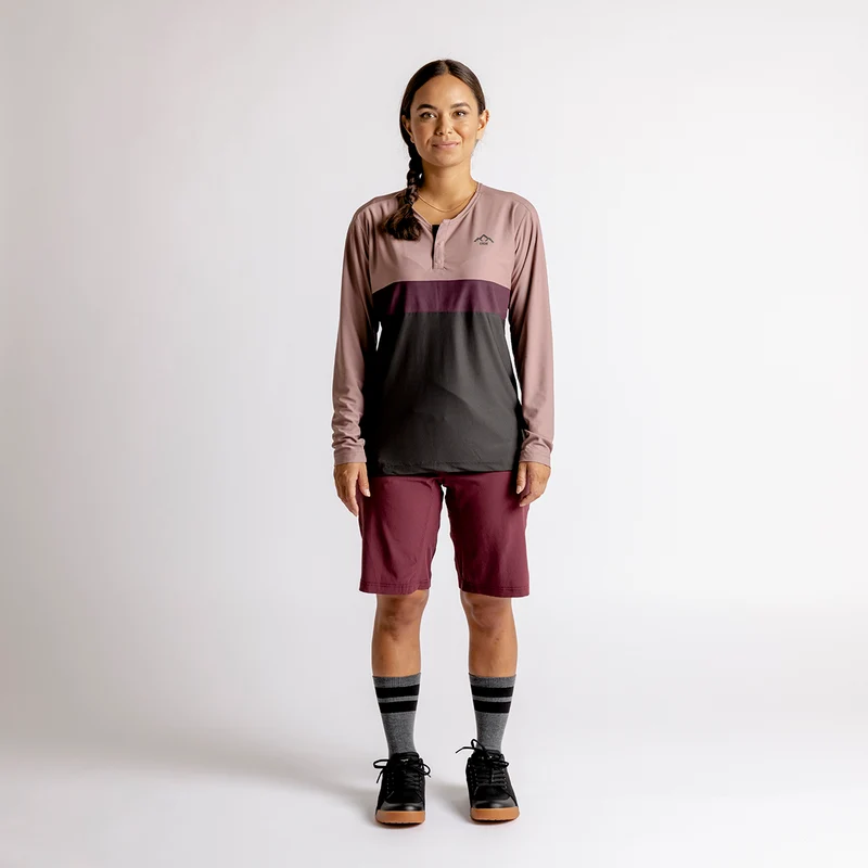 Women's Flow XTG Long Sleeve Henley anthrazit-raisin