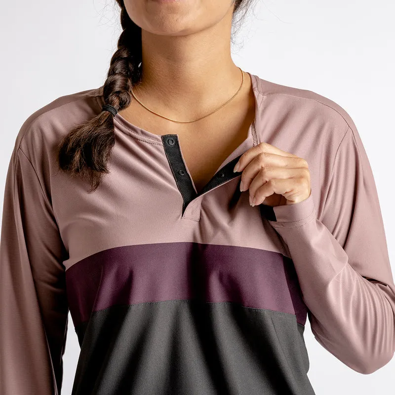 Women's Flow XTG Long Sleeve Henley anthrazit-raisin