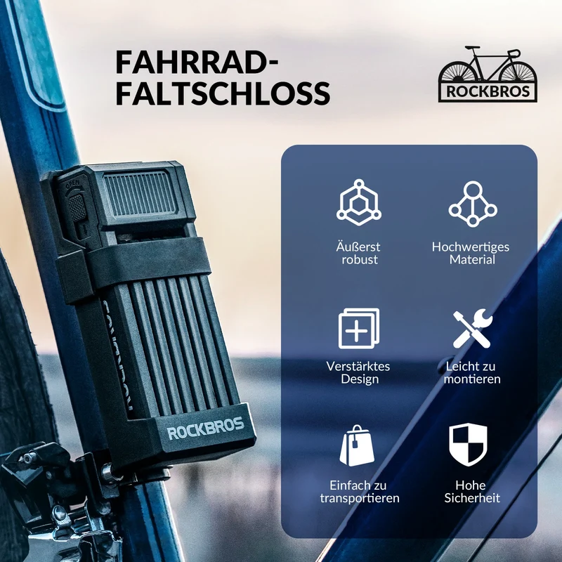 Faltschloss Fahrrad 65cm Fahrradschloss mit Halterung