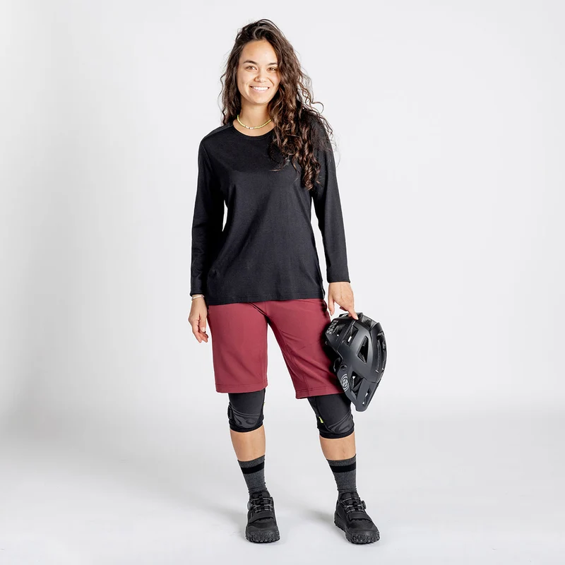 Damen Flow Merino Langarm Jersey schwarz