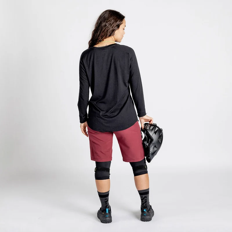 Damen Flow Merino Langarm Jersey schwarz