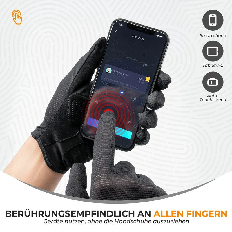 Fahrradhandschuhe, Radhandschuhe mit Touchscreen an Allen Fingern