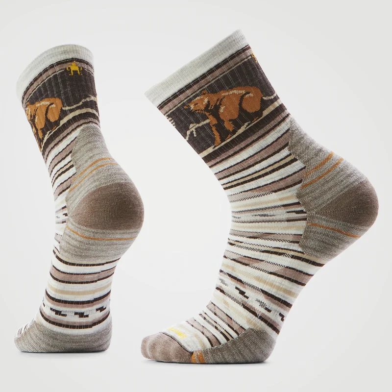 Hike Targeted Cushion Bear Stripe Mid Crew Socks
