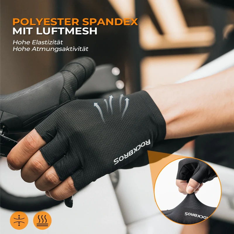 Fahrradhandschuhe Halbfinger mit stoßdämpfender SBR-Polsterung - S396