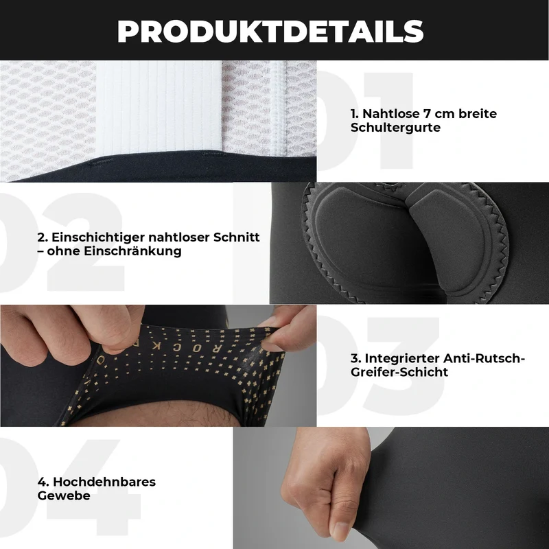 Trägerhose Fahrradhose mit Sitzpolster Herren, Nahtlos Atmungsaktive