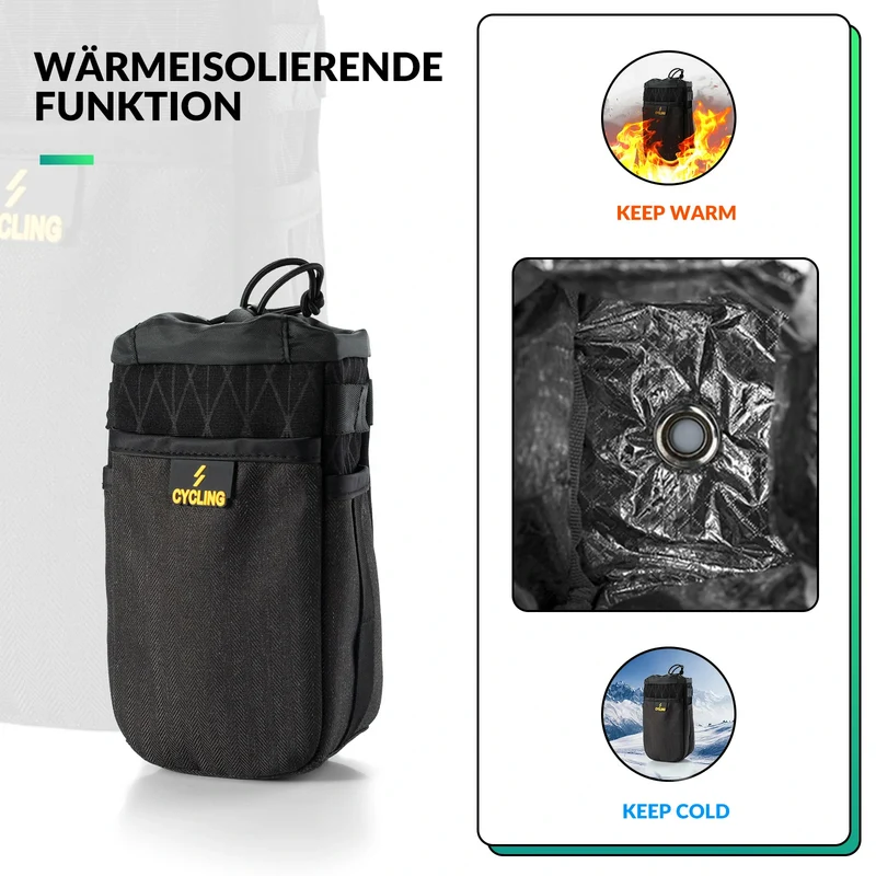 1L Isolier-Feedbag fürs Bikepacking – Trinkflaschenhalter & Provianttasche inkl. Schultergurt