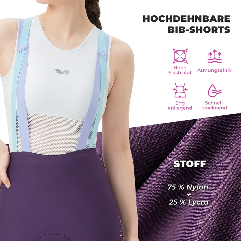 TVI Damen Bib-Shorts Fahrradhose Zonen-Polsterung (5-6h)