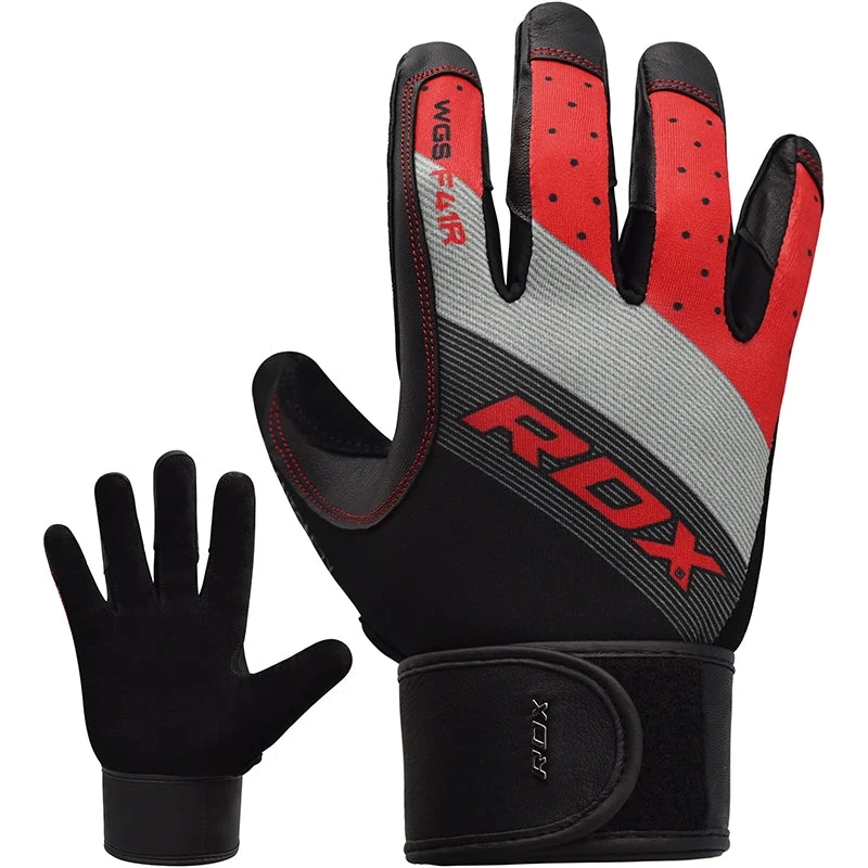 RDX F41 Vollfinger-Handschuhe mit langem Handgelenkband für schweres Gewichtheben im Fitnessstudio