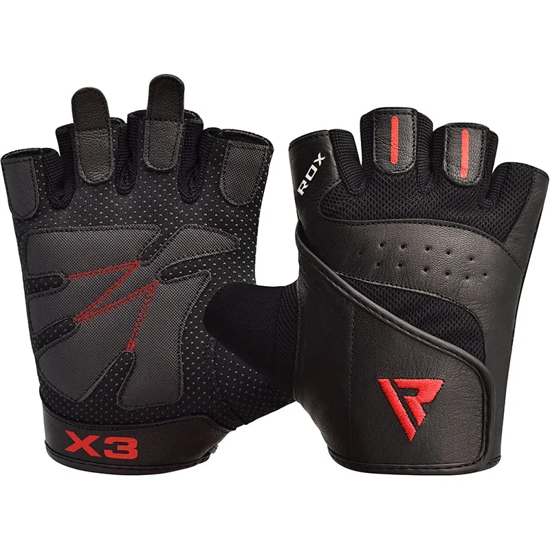 RDX S2 Schwarz Leder Gym Handschuhe