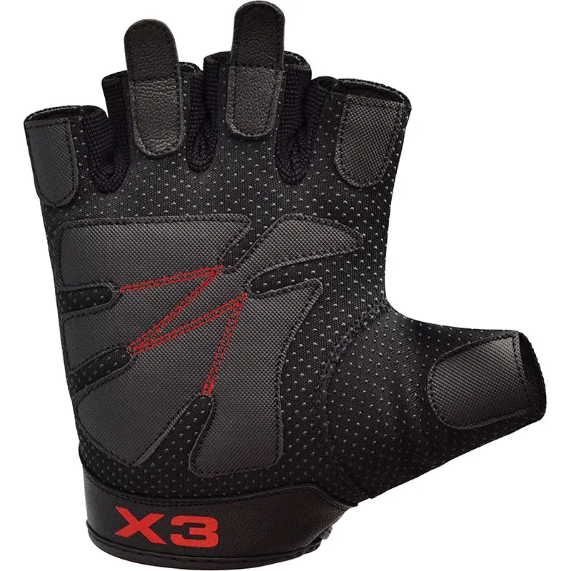 RDX S2 Schwarz Leder Gym Handschuhe