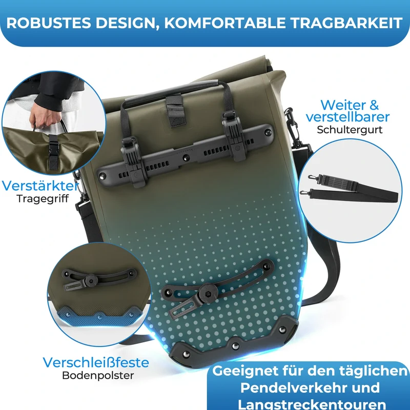 15L-20L Fahrrad Gepäckträgertasche 3-in-1