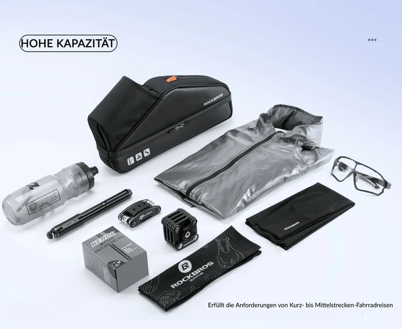 Fahrradtasche Wasserdicht Rahmentasche Dreieckstasche mit Wasserflaschentasche ca. 3L