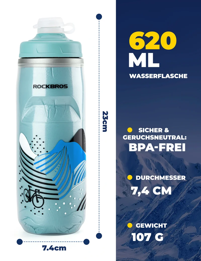 Trinkflasche Fahrrad 620 ml 5 H Kühlenhalten