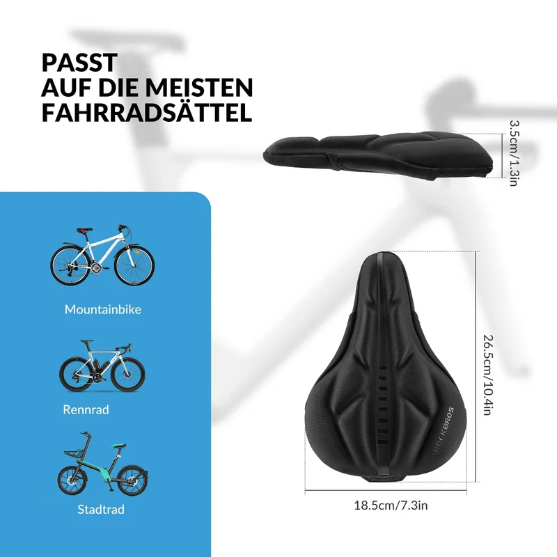 Sattelbezug Fahrrad, weicher Gelüberzug Sattelschutz für Fahrradsitz (26,5 x 18,5 cm)