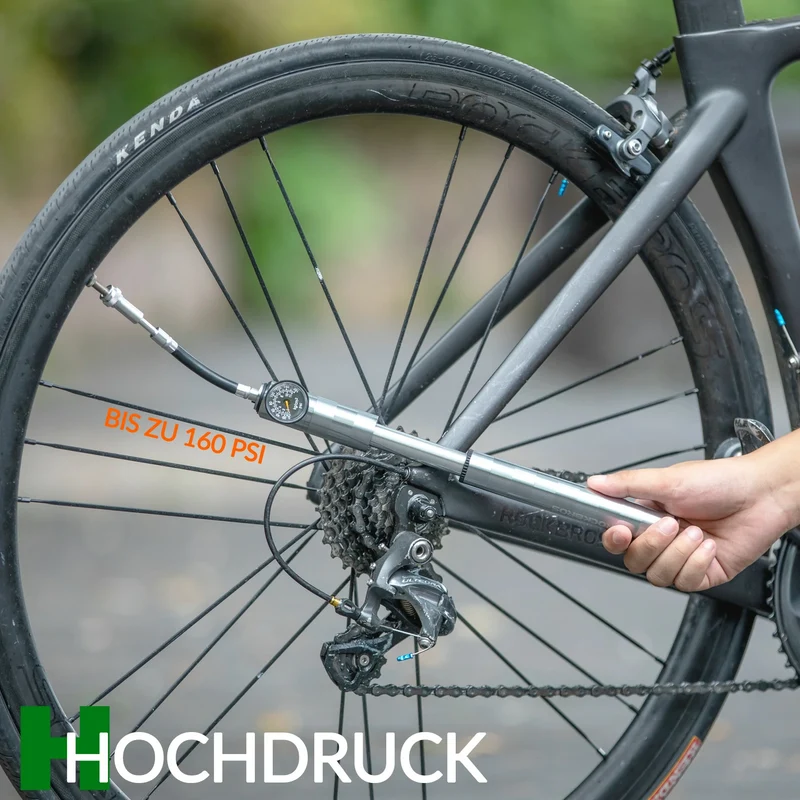 Fahrradpumpe Minipumpe Tragbar Hochdruck 160 PSI Luftpumpe mit Manometer und Alle Ventile