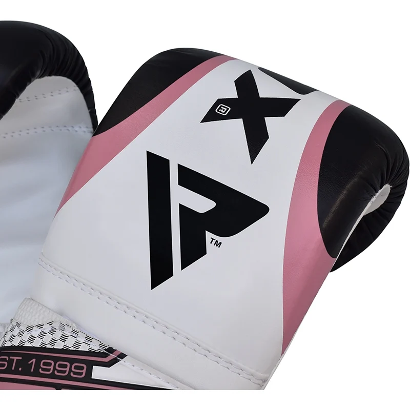RDX 1P Damen Sandsackhandschuhe Haken und Schleife Gepolstert 4oz Rosa/Weiß