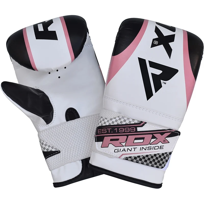 RDX 1P Damen Sandsackhandschuhe Haken und Schleife Gepolstert 4oz Rosa/Weiß