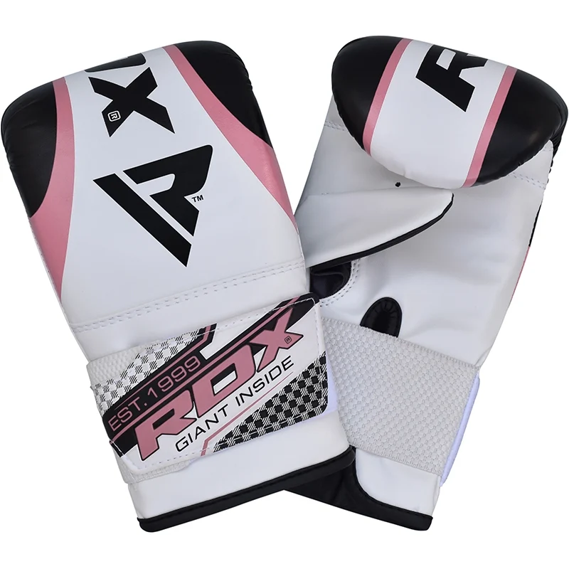 RDX 1P Damen Sandsackhandschuhe Haken und Schleife Gepolstert 4oz Rosa/Weiß