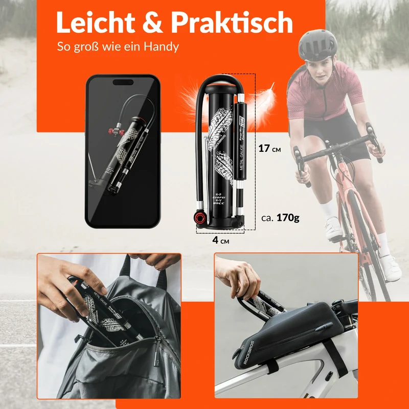 Mini Fahrradpumpe 220PSI Hoher Druck Aluminium Luftpumpe
