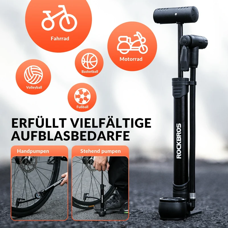 Fahrradpumpe 120 PSI Luftpumpe mit Manometer Tragbare mit Drehbare Griff