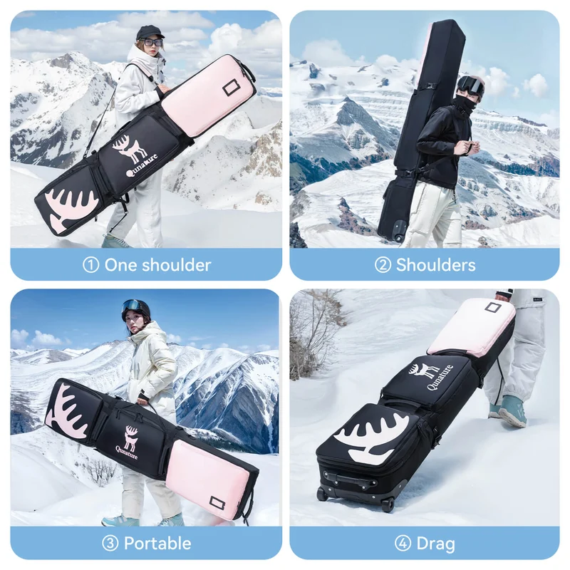 Qunature Ski- und Snowboardtasche mit Rollen für 140–162 cm Länge