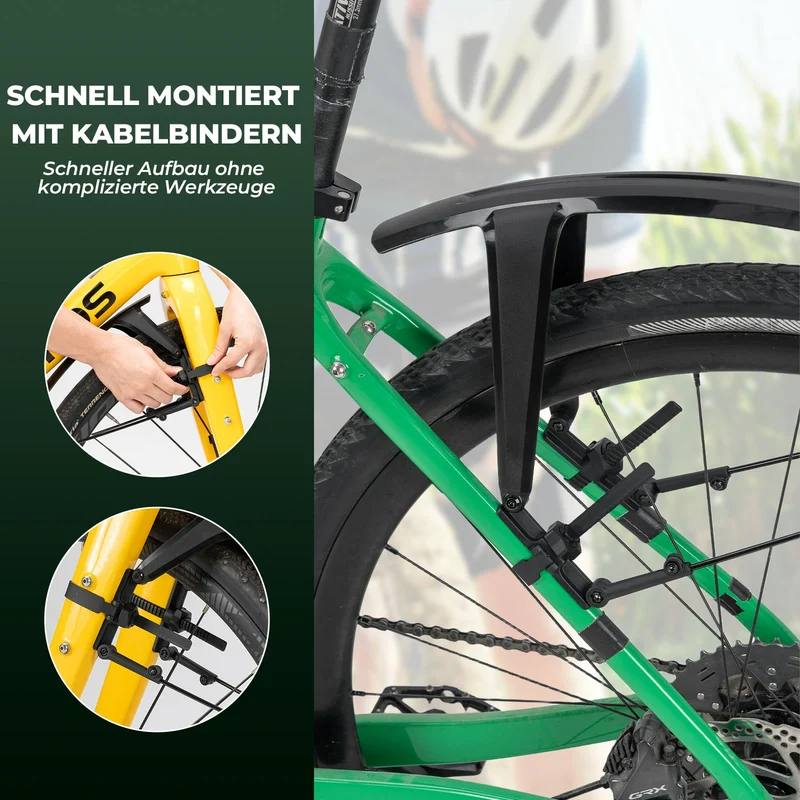 Universal Fahrrad Schutzblech Set - Schnellmontage mit Kabelbindern Verstellbar & Wasserdicht