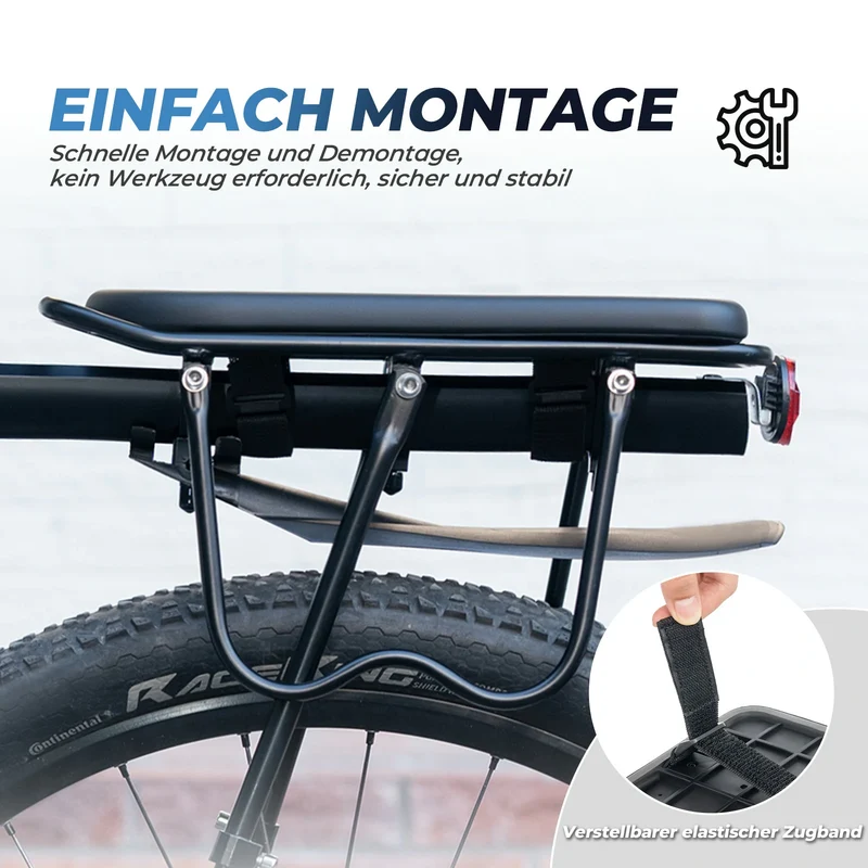 Fahrrad Gepäckträger Sitzkissen - Universal, Wasserdicht & Ohne Werkzeug Montierba mit Verstellbarem Zugband