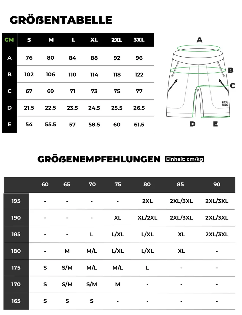 Herren Sport Shorts Fahrradhose - Magnetischer Taillengurt, 4-Taschen-Design