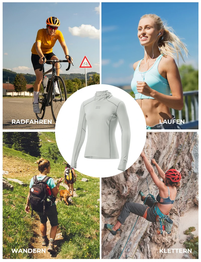 Damen Langarm Radtrikot – Antibakteriell, UV-Schutz, Reflektierend mit Zopfauslass & Smartwatch-Fenster