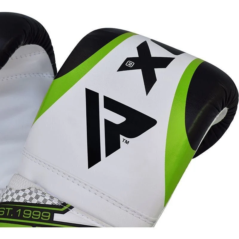 RDX GN Punching Handschuhe in Kunstleder Haken und Schleife Gepolstert 4oz Grün