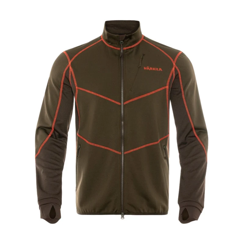 Härkila - Skandinavische Fleece-Herrenjacke // Grün / Orange