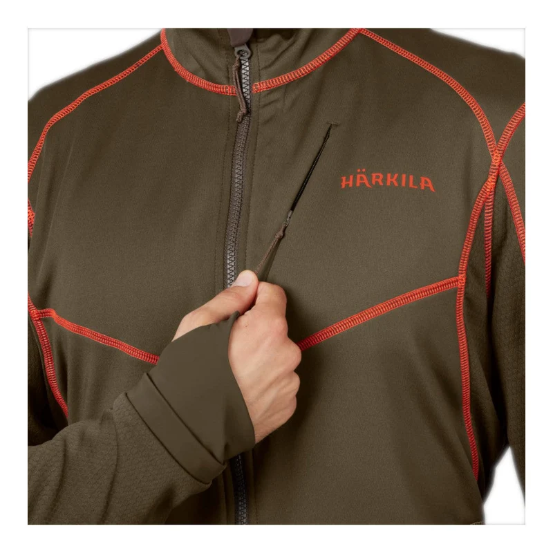 Härkila - Skandinavische Fleece-Herrenjacke // Grün / Orange