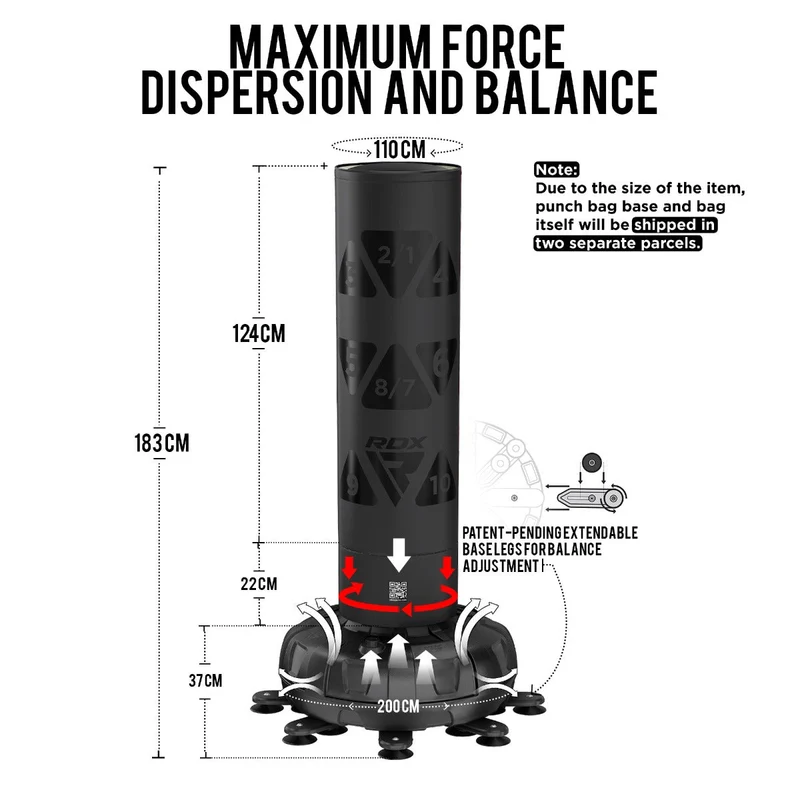 RDX KT Ronin 6ft Schwarz Freistehender Sandsack & Handpratzen Set