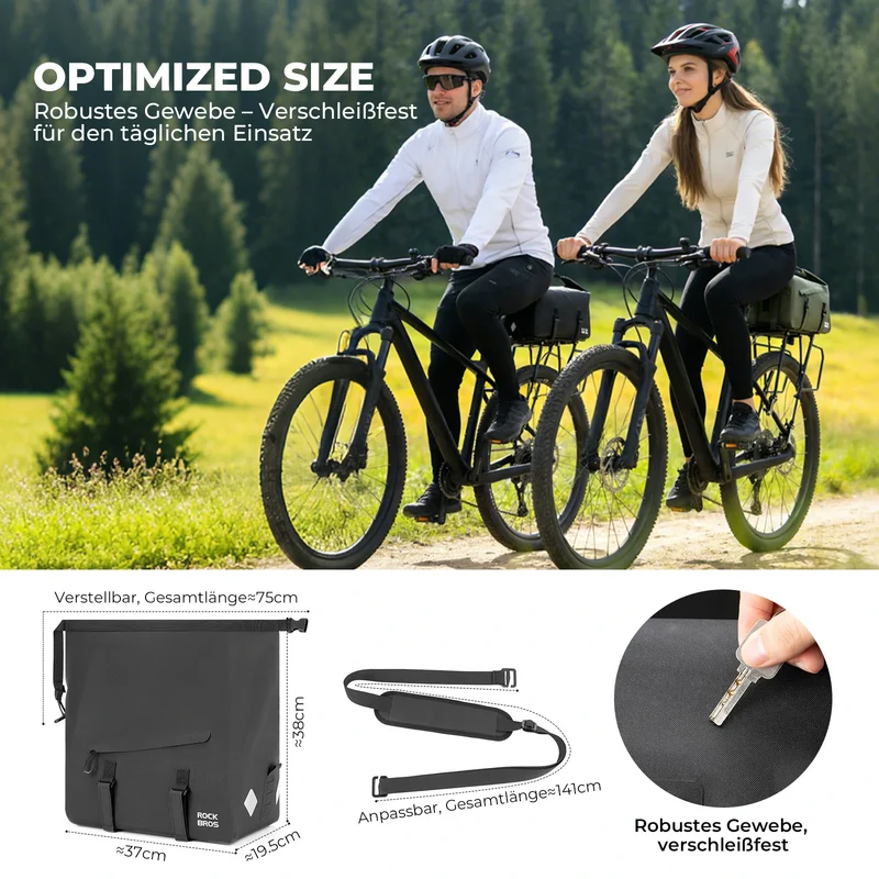 100% Wasserdichte Fahrrad-Gepäcktasche für Gepäckträger 16L-AS-155 RideMate