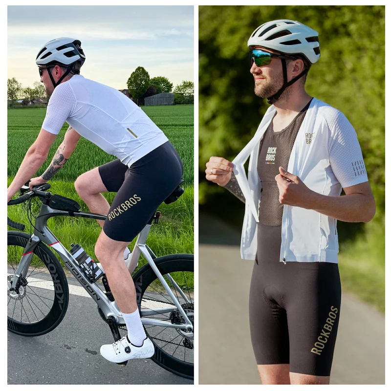 Herren Radlerhose mit Träger Gepolstert, Fahrradhose Kurz, Atmungsaktive schnelltrocknende