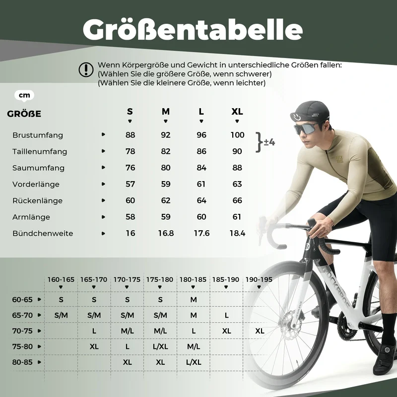Fahrradtrikot Radtrikot Langarm Herren, Atmungsaktiv und Schnelltrocknend, Elastisches